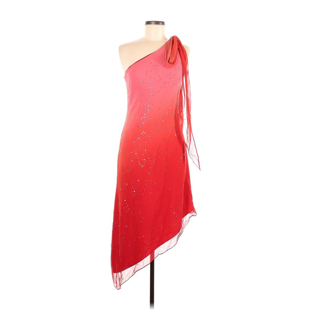 Fairycore Sparkle Silk Ombre RedPink Designer Laundry by Shelli Segal Dress Sz 6
